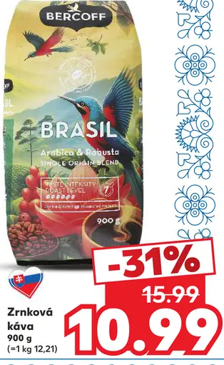 Zrnková káva Brasil arabica e robusta