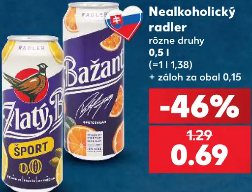 Zlatý Bažant Nealkoholický radler