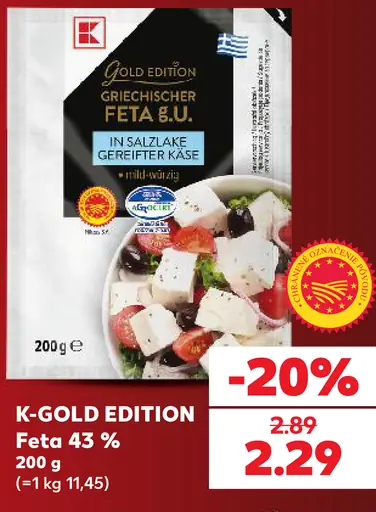 K-Classic K-Gold Edition grécky syr feta v slanom náleve 43 %