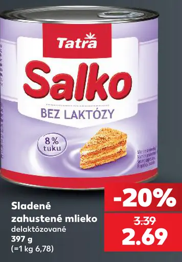 Tatra Salko bez laktózy sladké zahustené mlieko