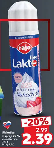 Rajo Lakto Free šľahačka v spreji 22 % bezlaktózová