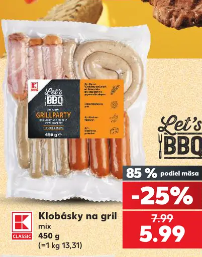 K-Classic Let's BBQ klobásky na gril mix