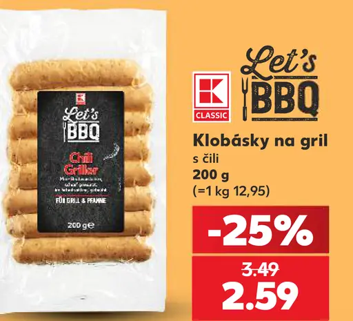 K-Classic Let's BBQ klobásky na gril s čili