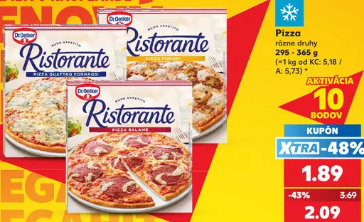 Dr. Oetker Ristorante Pizza bezlepkové rôzne druhy