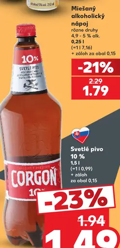 Corgoň Svetlé pivo 10 % fľaša