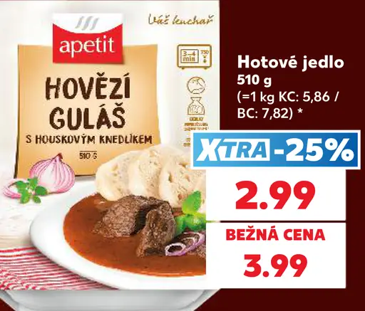 Apetit Hovězí guláš s houskovým knedlíkem