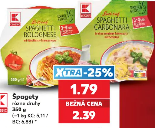 K-Classic Špagety rôzne druhy
