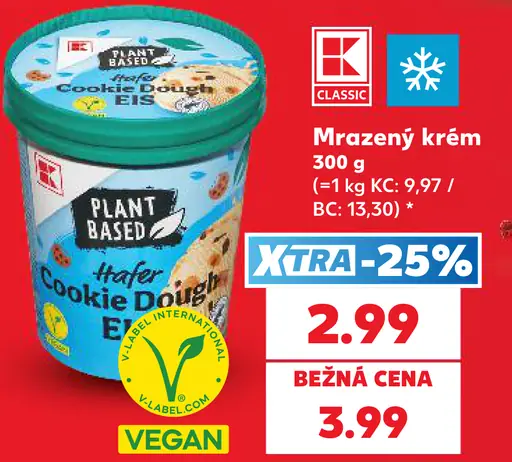 Plant based mrazený krém cookie dough