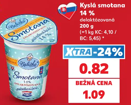 Kyslá smotana 14 % delaktózovaná