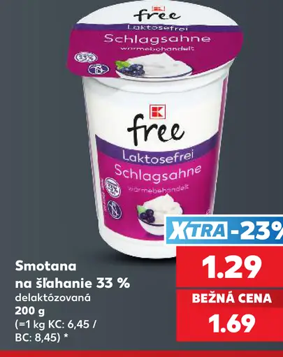 K-free Smotana na šľahanie 30 % delaktózovaná