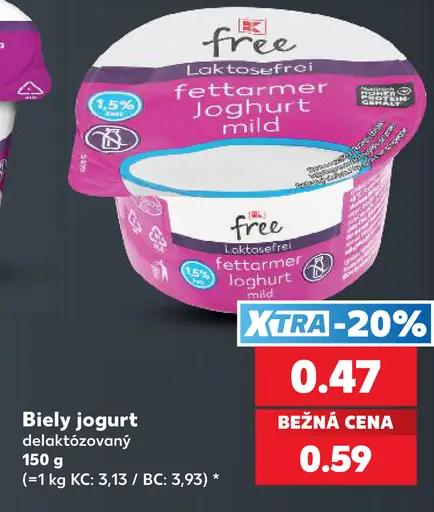 K-free Biely jogurt delaktózovaný