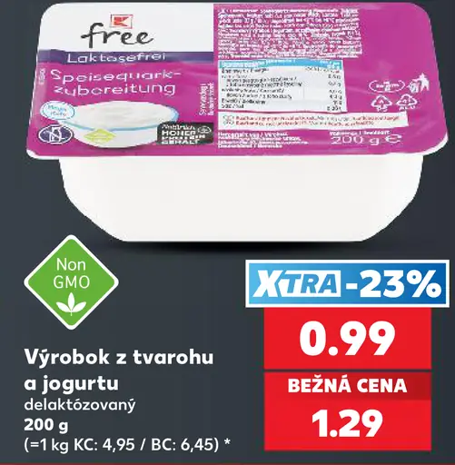 K-free Výrobok z tvarohu a jogurtu delaktózovaný