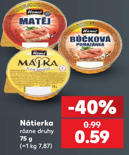 Mäspoma nátierka rôzne druhy