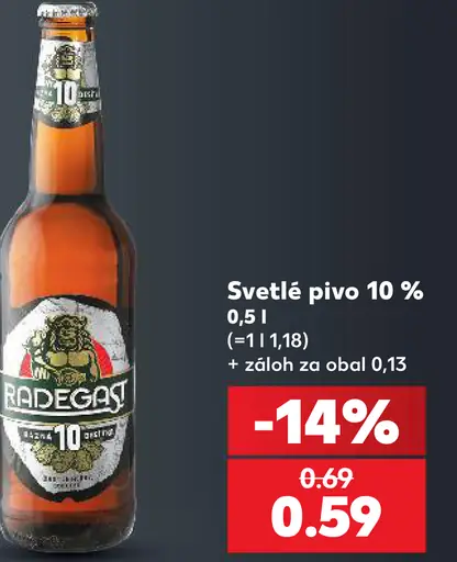Radegast svetlé pivo 10 %