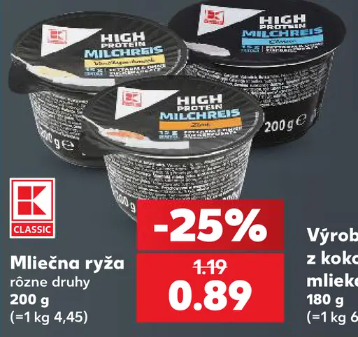 K-Classic Mliečna ryža rôzne druhy