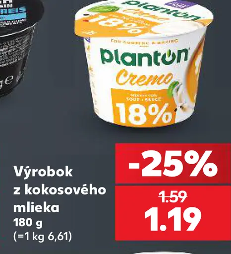 Planton Creme výrobok z kokosového mlieka 18 %
