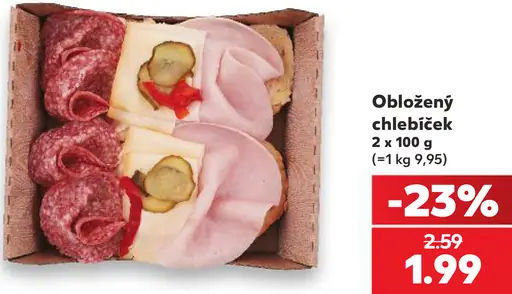Kaufland obložený chlebíček salámový