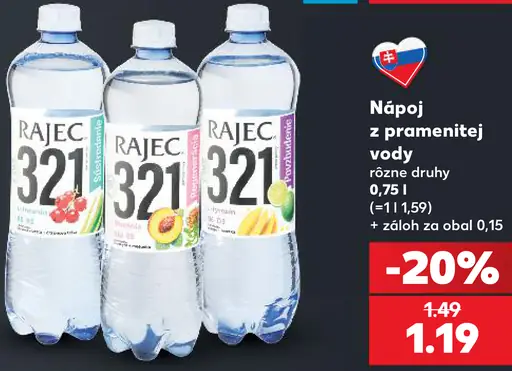 Rajec 321 nápoj z pramenitej vody rôzne druhy