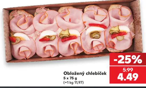Kaufland obložený chlebíček šunkový