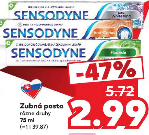 Sensodyne zubná pasta rôzne druhy