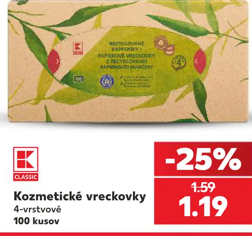 K-Classic kozmetické vreckovky 4-vrstvové