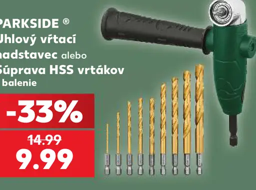 Parkside uhlový vŕtací nadstavec alebo súprava HSS vrtákov