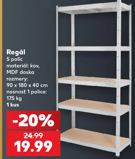 Kovový regál 5-policový