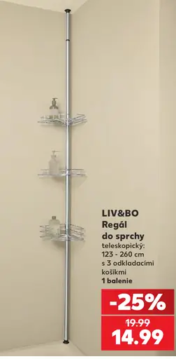Liv&Bo regál do sprchy teleskopický s odkladacími košíkmi
