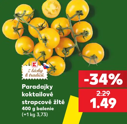 Paradajky koktailové strapcové žlté