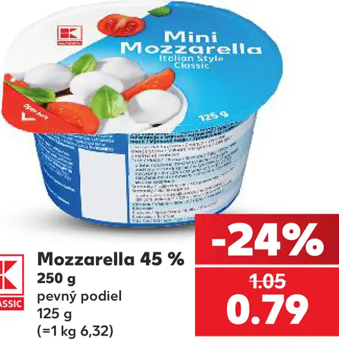 Mozzarella 45 % mini guľky v náleve