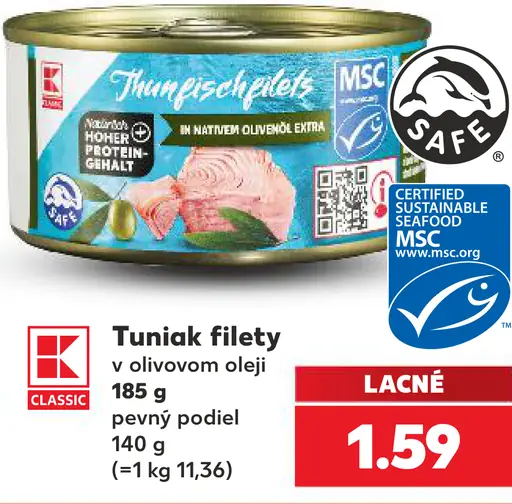 K-Classic tuniak filety v olivovom oleji konzerva