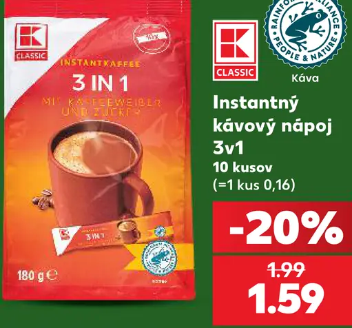 K-Classic instantný kávový nápoj 3v1
