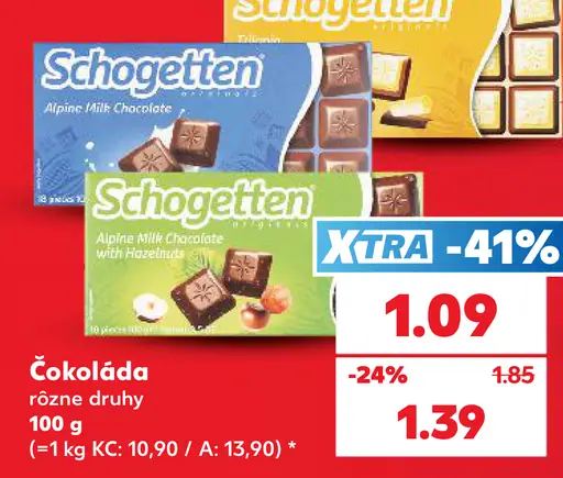 Schogetten čokoláda rôzne druhy