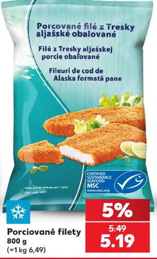 Porcovanie filety z tresky aljašskej obalované