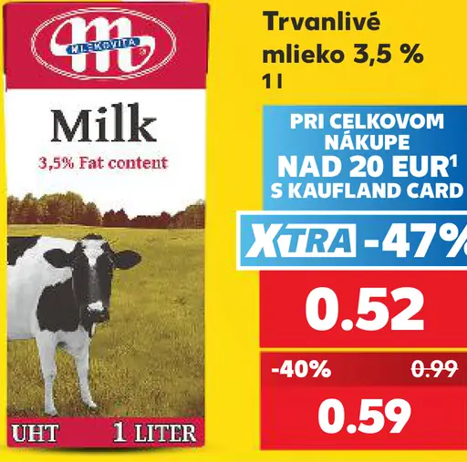 Milk mlieko 3,5 % tuku UHT