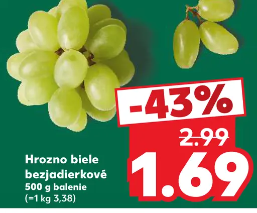 Hrozno biele bezjadierkové