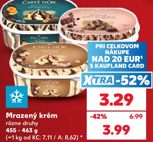 Carte d'Or mrazený krém rôzne druhy