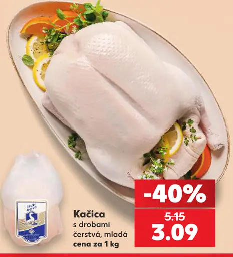 Kačica s drobami čerstvá, mladá