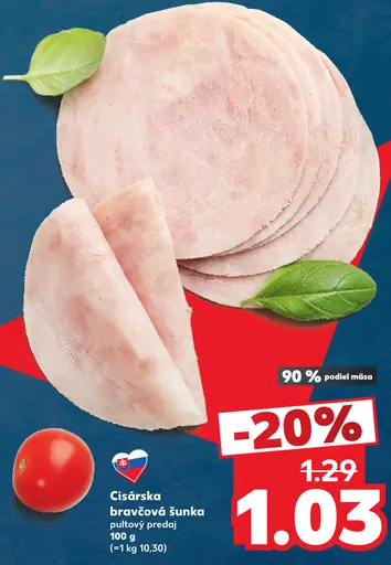 Císařská bravčová šunka, pultový predaj