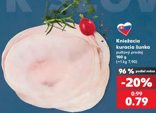 Kniežacia kuracia šunka, pultový predaj