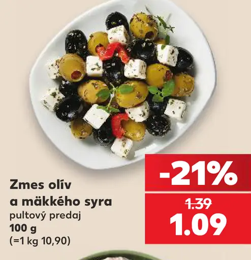 Zmes olív a mäkkého syra