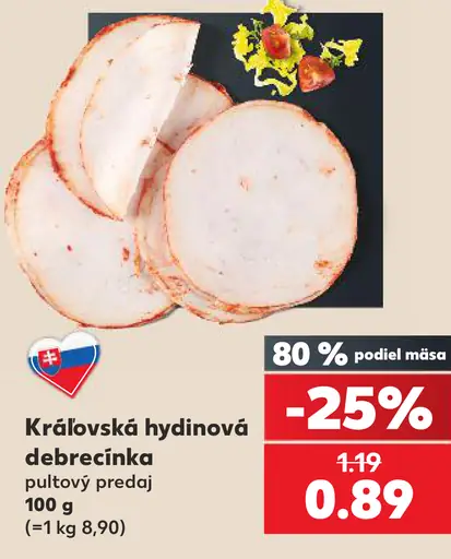 Kráľovská hydinová debrecínka pultový predaj