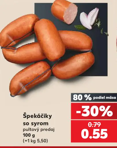 Špekačiky so syrom pultový predaj