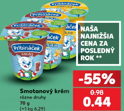 Pribináček smotanový krém rôzne druhy