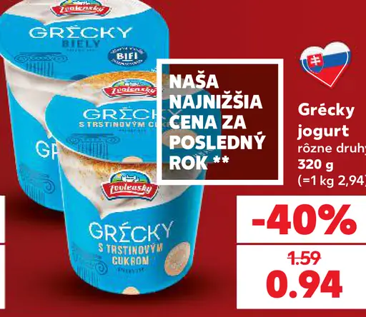 Zvolenský jogurt gréckeho typu s trstinovým cukrom