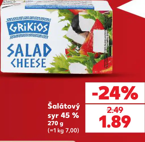 Šalátový syr 45 %