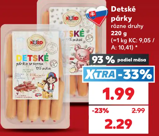 Nord detské párky, rôzne druhy