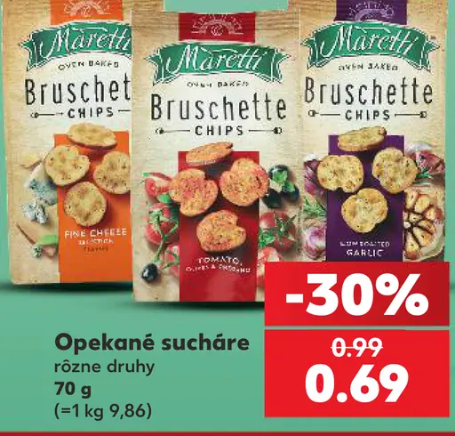 Maretti opekané sucháre Bruschette – chilli, paradajka a cesnak