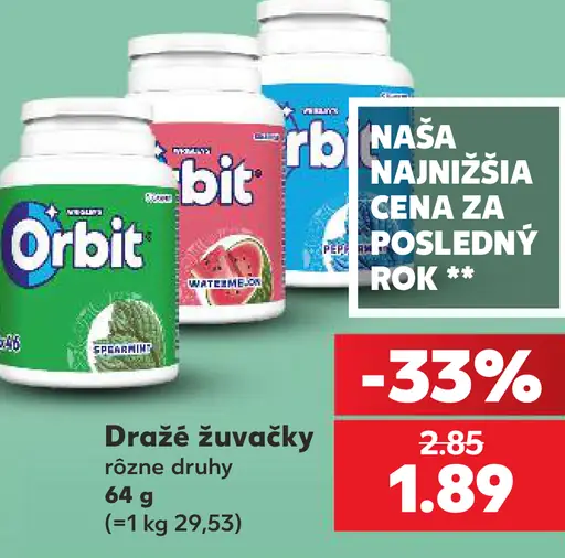 Orbit žuvačky, rôzne druhy