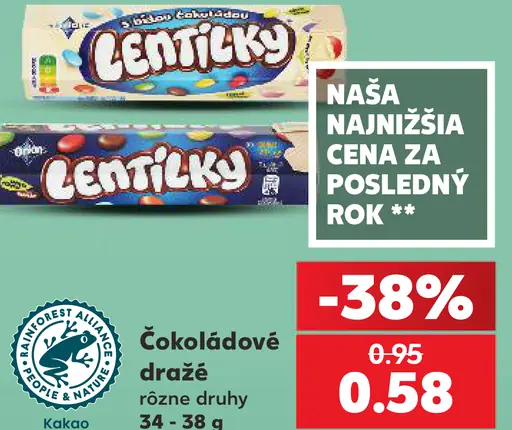 Lentilky čokoládové dražé rôzne druhy